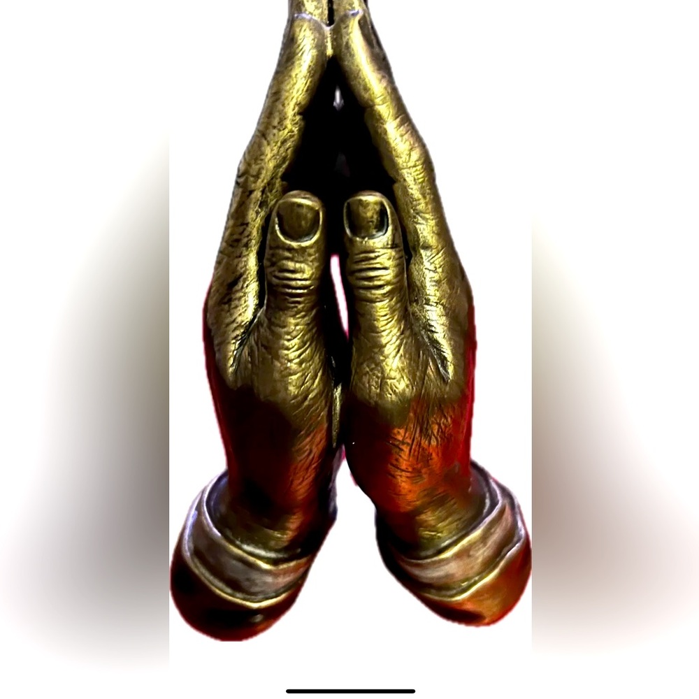 Praying Hands Cold Cast Bronze Statue Figurine Collectable 5 3/8” Tall